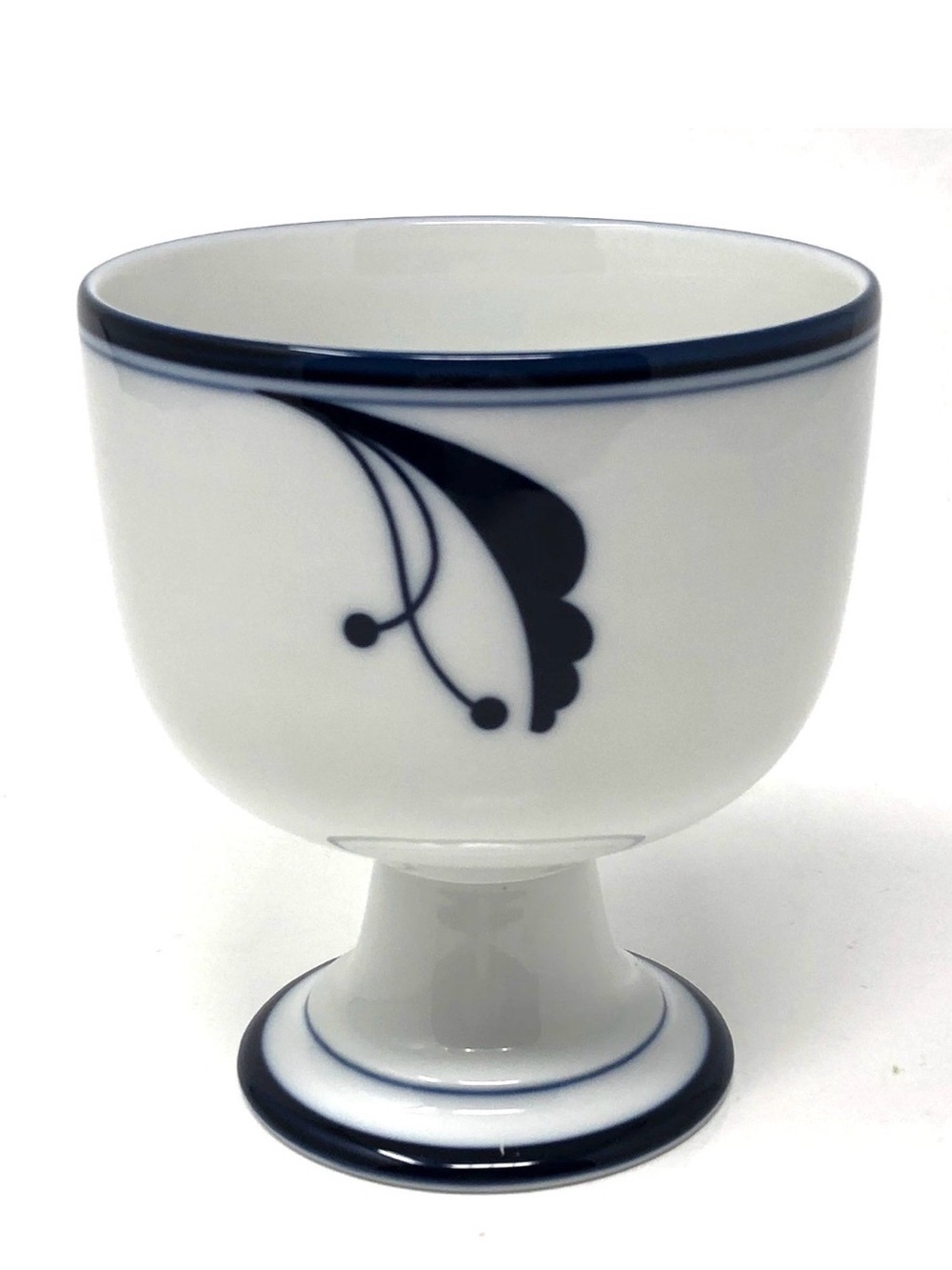 Vintage Dansk Flora Bayberry Blue Pedestal Dessert Bowl Japan